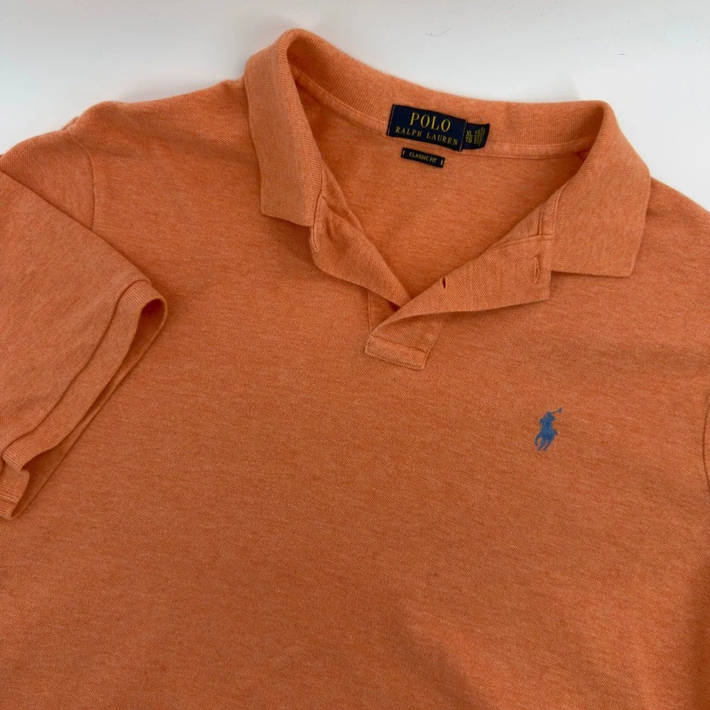 Polo Ralph Lauren Mens Classic Fit Short Sleeve Mesh Polo Shirt Orange XL